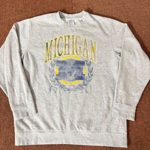 Vintage Michigan Wolverines ProEdge Sweatshirt Mens Large Gray Crewneck Fleece